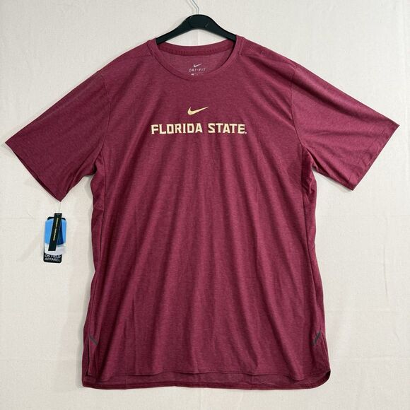 NWT Nike Shirt Men XL Burgundy Outdoors Dri Fit Florida State Athletic Swoosh - Picture 1 of 8